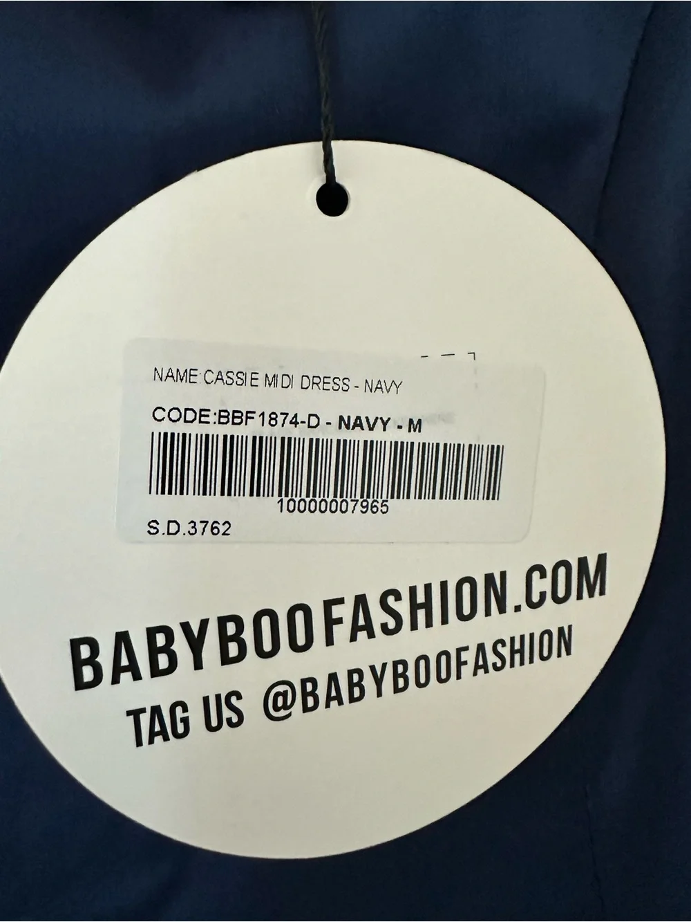 Babyboo Cassie Midi Dress in navy blue elegant, silhouette-hugging cocktail Sz M